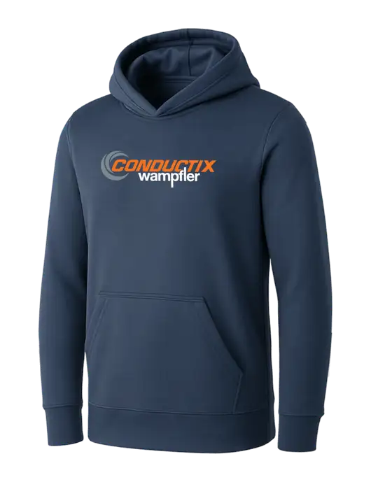 Womens Navy Core Fleece Pullover Hooded Sweatshirt w/Conductix Logo