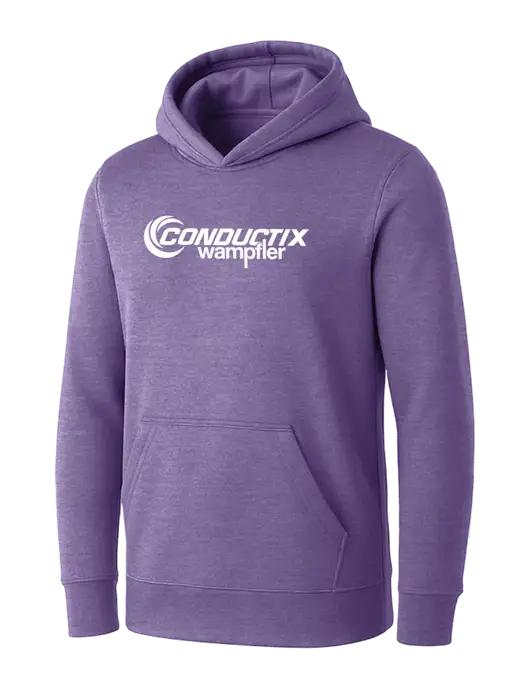 Womens Purple Heather Core Fleece Pullover Hooded Sweatshirt w/Conductix Logo