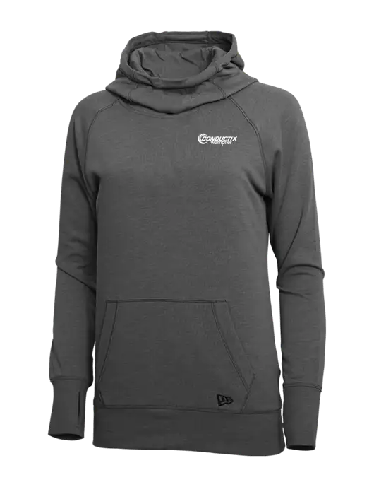 New Era Black Heather Womens Tri-Blend Fleece Pullover Hoodie w/Conductix Logo