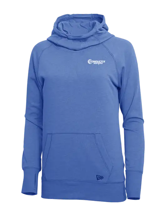 New Era Royal Heather Womens Tri-Blend Fleece Pullover Hoodie w/Conductix Logo