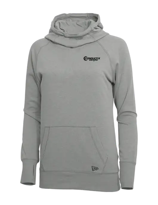 New Era Shadow Grey Heather Womens Tri-Blend Fleece Pullover Hoodie w/Conductix Logo
