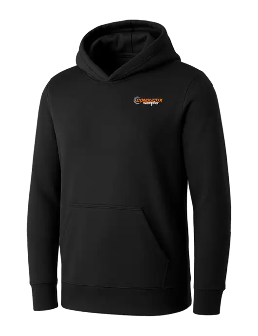 Womens Black Core Fleece Pullover Hooded Sweatshirt w/Conductix Logo
