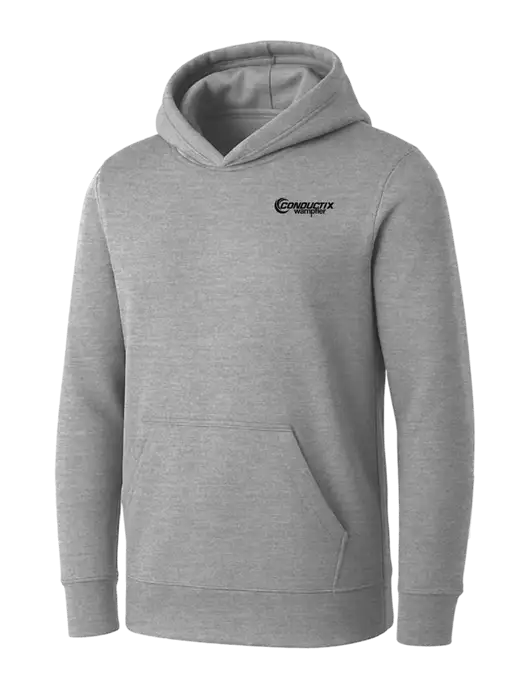 Womens Light Grey Heather Core Fleece Pullover Hooded Sweatshirt w/Conductix Logo