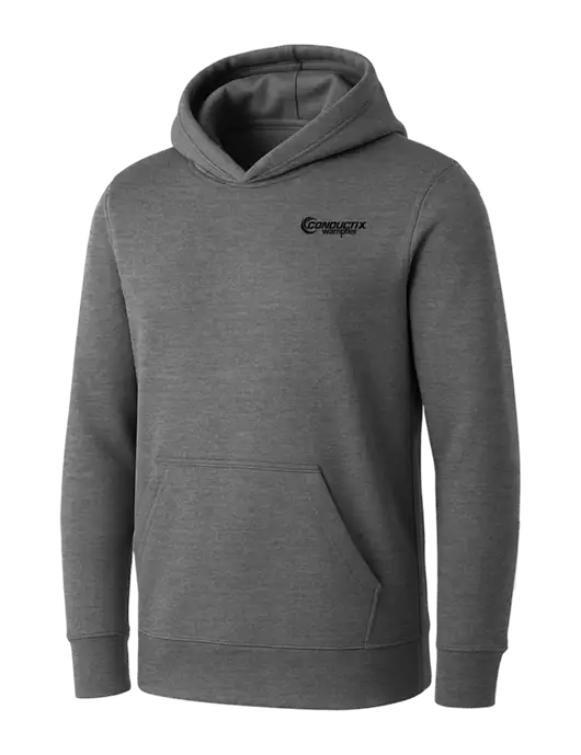Womens Medium Grey Heather Core Fleece Pullover Hooded Sweatshirt w/Conductix Logo