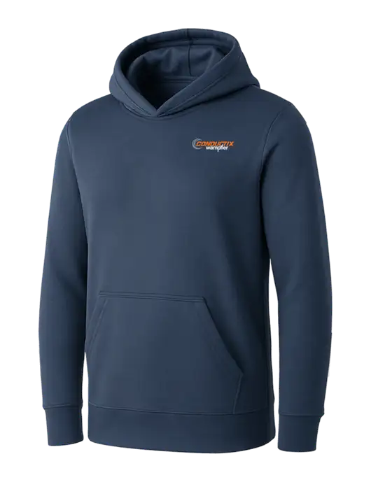Womens Navy Core Fleece Pullover Hooded Sweatshirt w/Conductix Logo