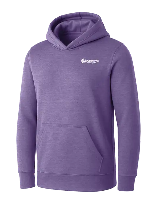 Womens Purple Heather Core Fleece Pullover Hooded Sweatshirt w/Conductix Logo