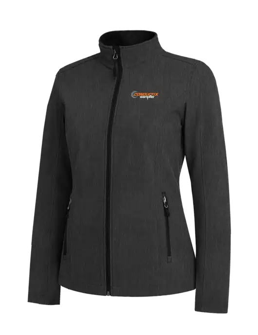 Black Charcoal Heather Womens Core Soft Shell Jacket w/Conductix Logo