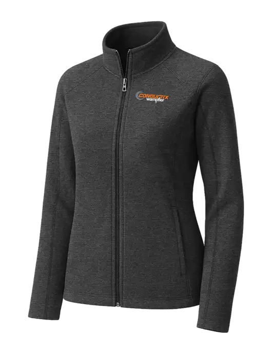 Charcoal Womens Heather Microfleece Full-Zip Jacket w/Conductix Logo