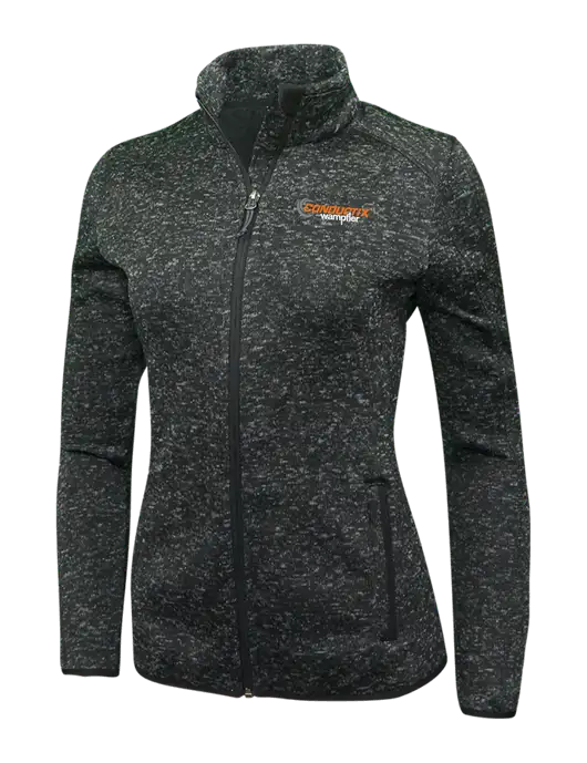 Black Heather Womens Sweater Fleece Jacket w/Conductix Logo