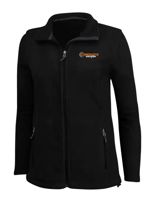 Womens Black Fleece Jacket w/Conductix Logo
