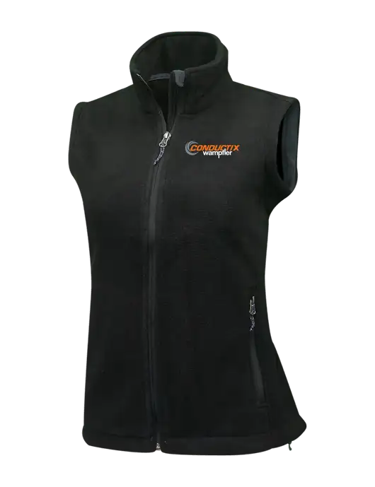 Womens Black Fleece Vest w/Conductix Logo