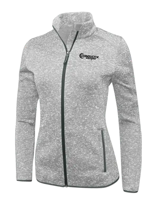 Grey Heather Womens Sweater Fleece Jacket w/Conductix Logo