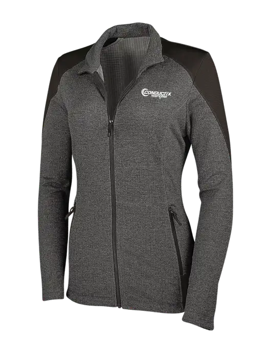 Medium Grey Heather Womens Grid Fleece Jacket w/Conductix Logo