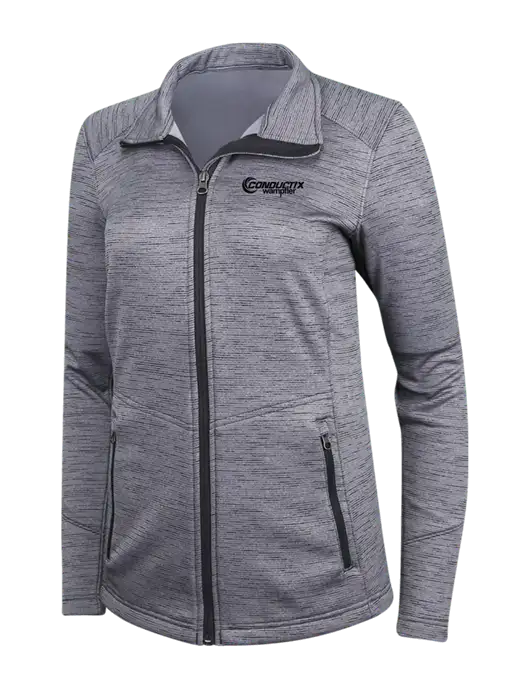 Medium Grey Womens Digi Stripe Fleece Jacket w/Conductix Logo