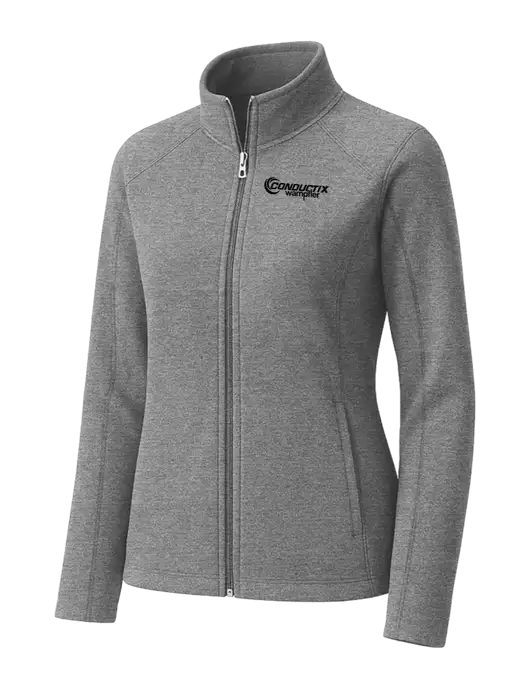 Medium Grey Womens Heather Microfleece Full-Zip Jacket w/Conductix Logo