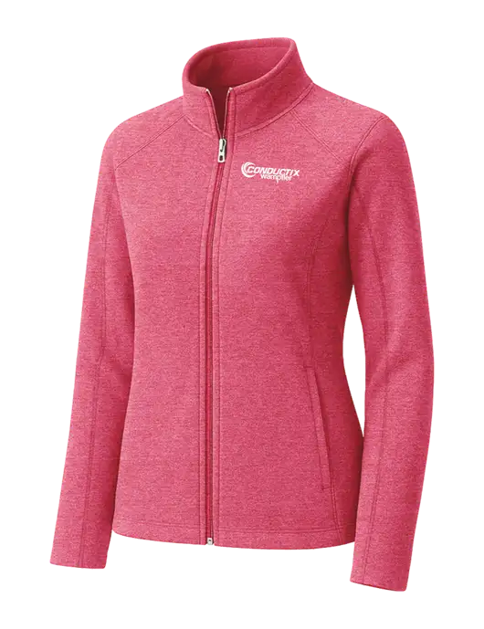 Fuchsia Heather Womens Heather Microfleece Full-Zip Jacket w/Conductix Logo