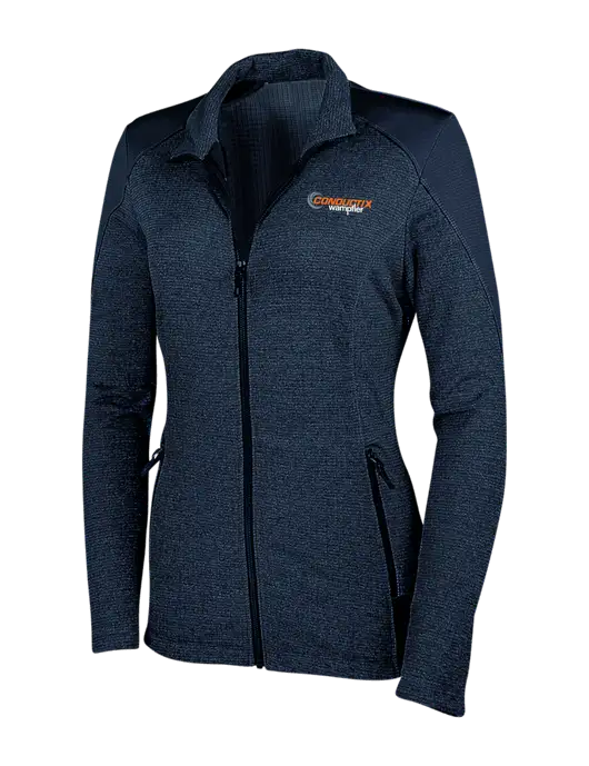 Navy Womens Grid Fleece Jacket w/Conductix Logo