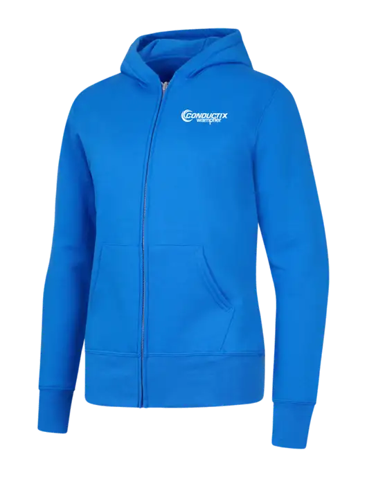 Royal Womens Core Fleece Full-Zip Hooded Sweatshirt w/Conductix Logo