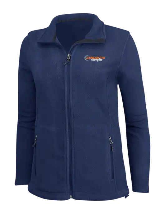 Womens Navy Fleece Jacket w/Conductix Logo