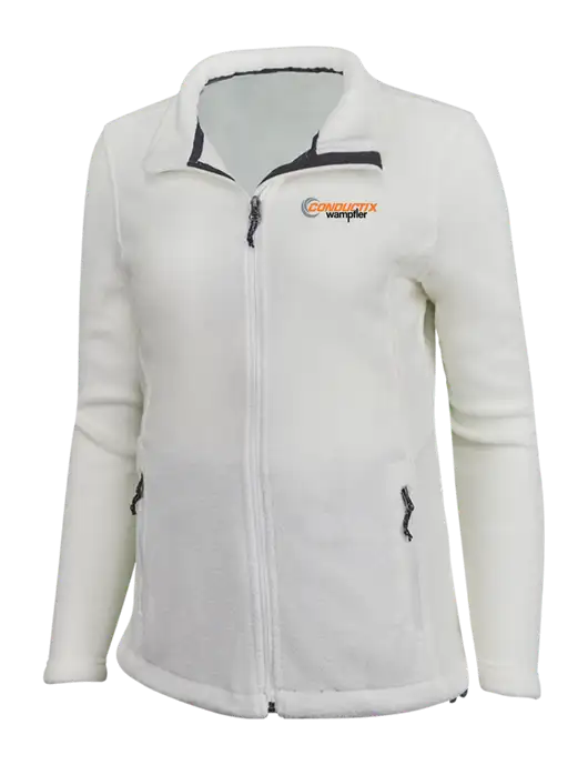 Womens White Fleece Jacket w/Conductix Logo