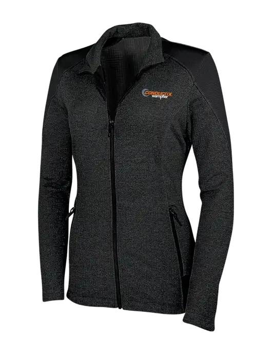 Womens Black Grid Fleece Jacket w/Conductix Logo