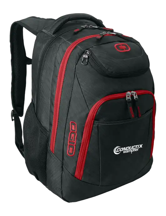 OGIO Dark Grey/Red Excelsior Laptop Backpack w/Conductix Logo