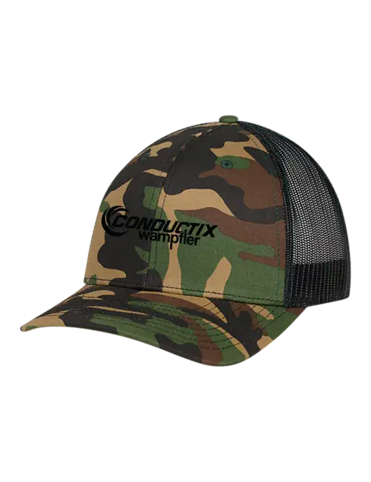 Richardson Adjustable Snapback Original 112P Trucker Cap Army Camo/Black  w/Conductix Logo