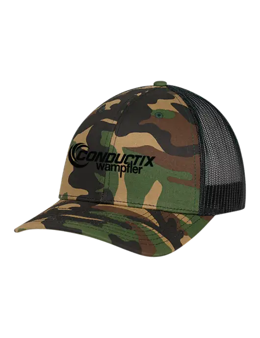 Richardson Adjustable Snapback Original 112P Trucker Cap Army Camo/Black  w/Conductix Logo
