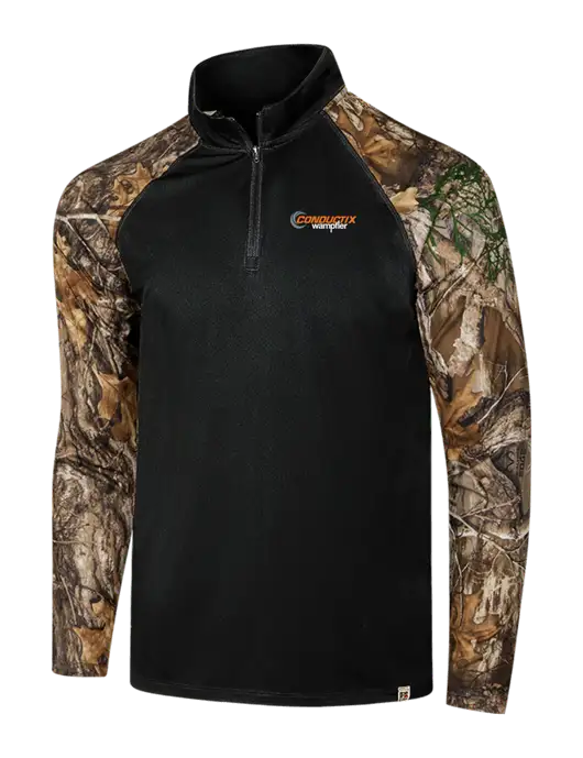 Russell Outdoors Black/Realtree Edge Camo Colorblock Performance 1/4 Zip w/Conductix Logo