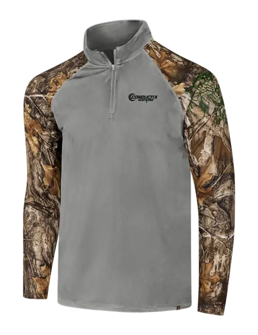 Russell Outdoors Medium Grey/Realtree Edge Camo Colorblock Performance 1/4 Zip w/Conductix Logo